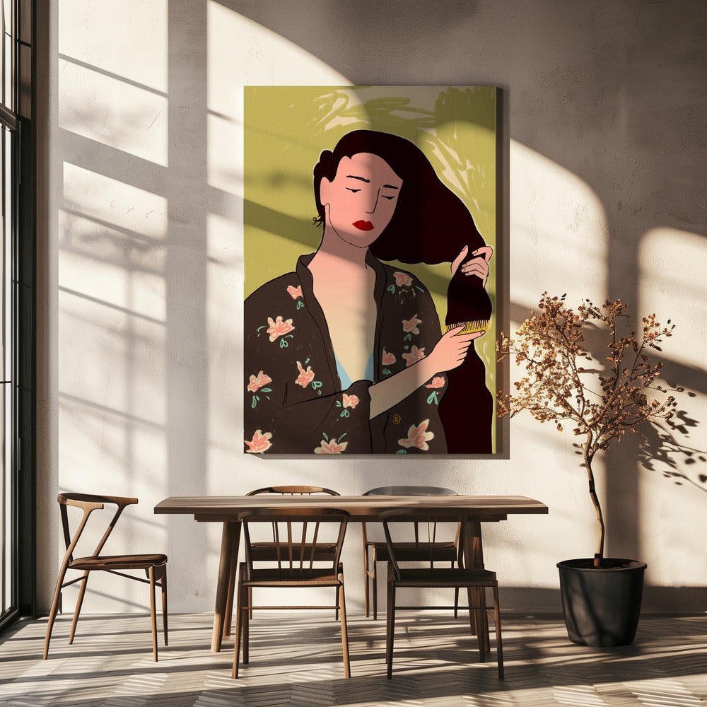 Vrouw met lang haar | Canvas