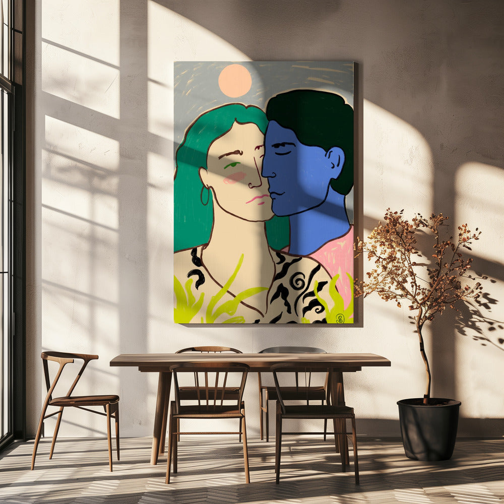Geliefden onder de maan | Canvas