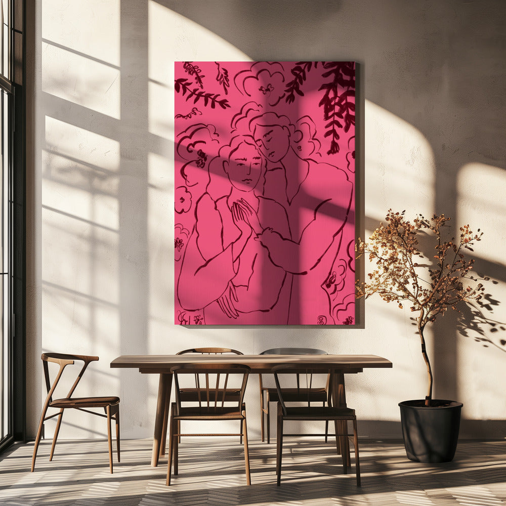 Hand in hand roze | Canvas