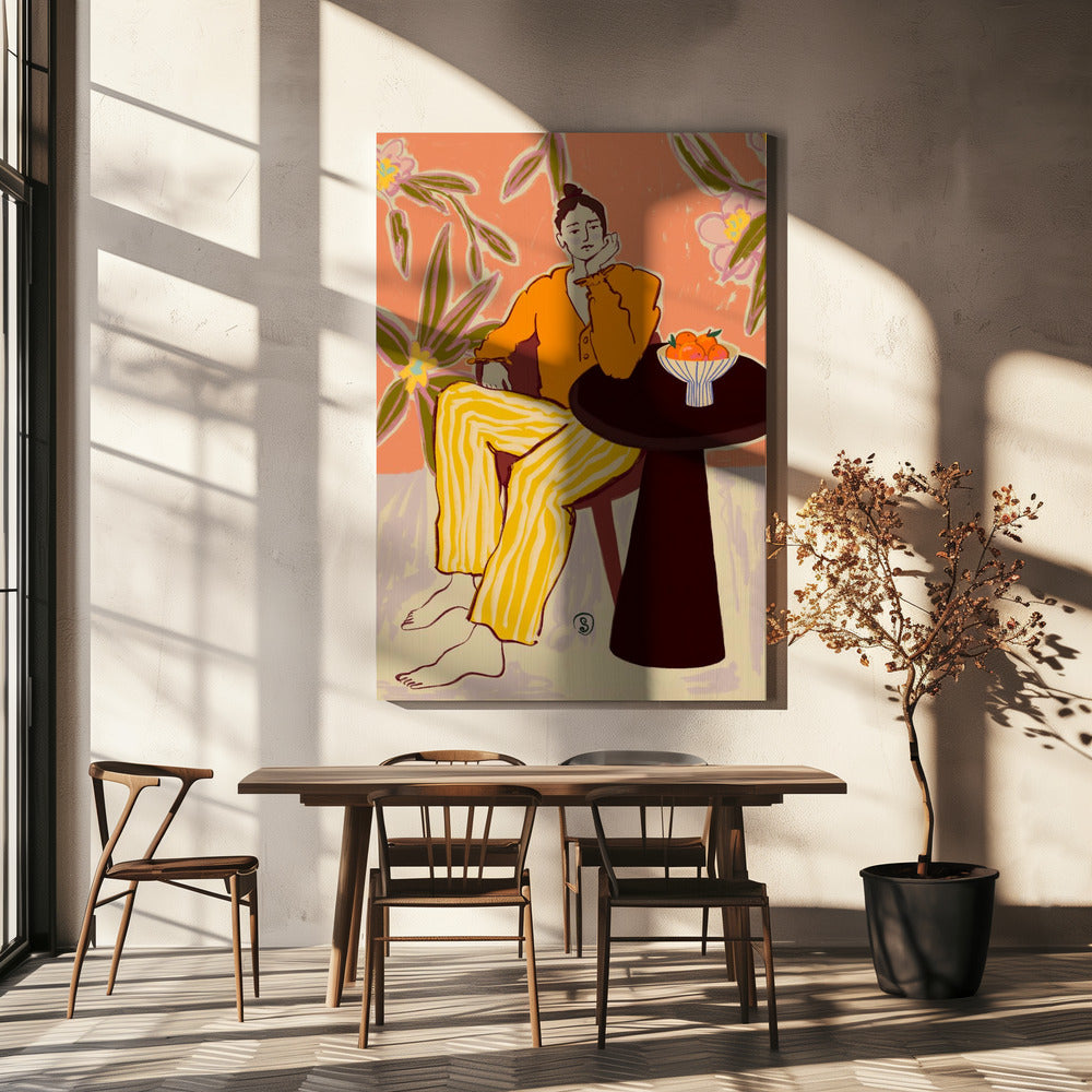 Vrouw met sinaasappels | Canvas