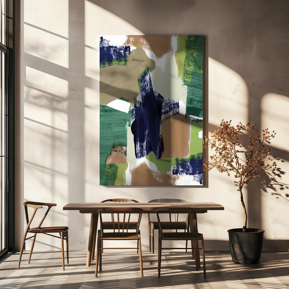 Abstract Blauw Groen Beige Nr. 1 | Canvas