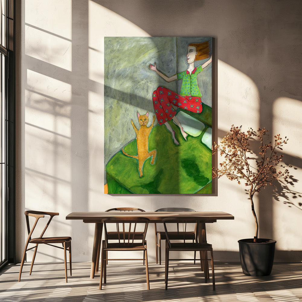 Cat Lover Jumping Joyful | Canvas