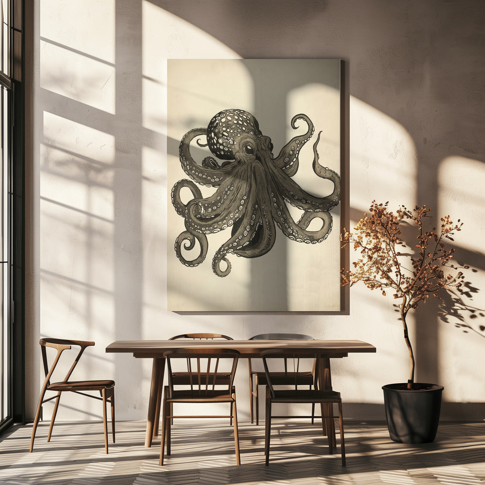 Octopus vintage handgeschilderd | Canvas