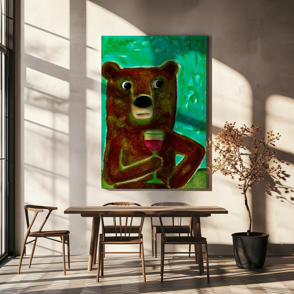 Meneer Beer aan de balie | Canvas