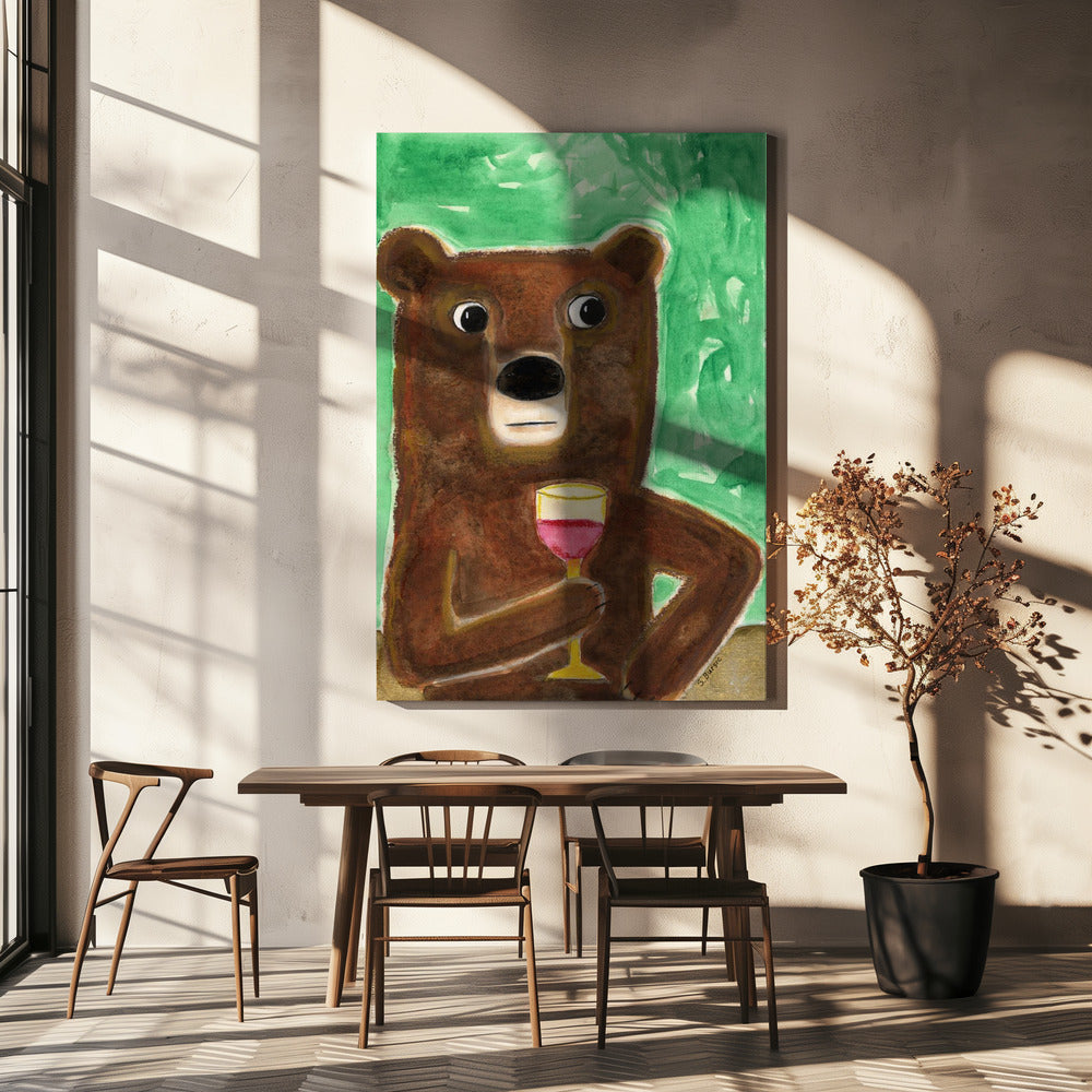 Meneer Beer aan de balie | Canvas