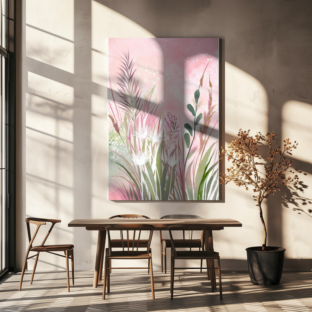 Roze en Groen 32 | Canvas