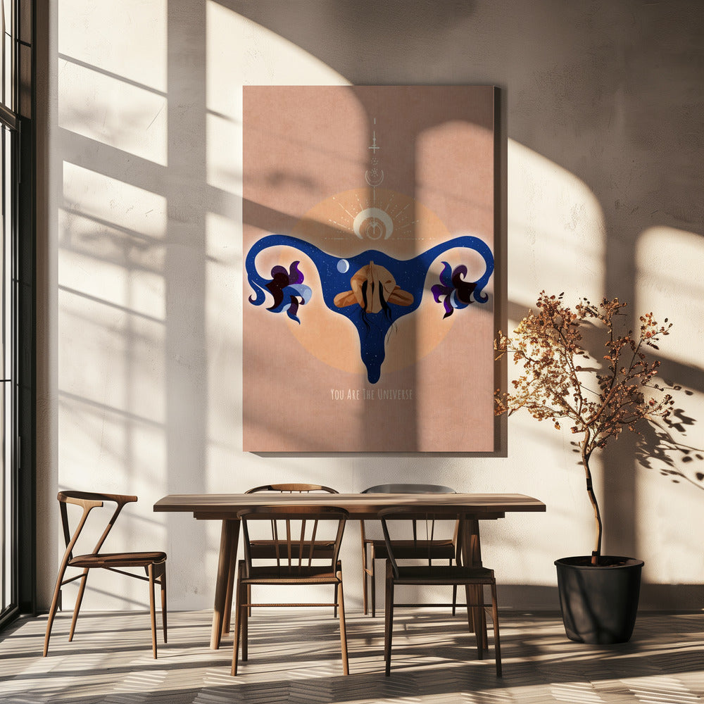 Spiritueel, Vrouwelijk, Energie, Sterren, Maan, Vulva, Meditatie, Yoga en Inspiratie Poster Spir 1b | Canvas