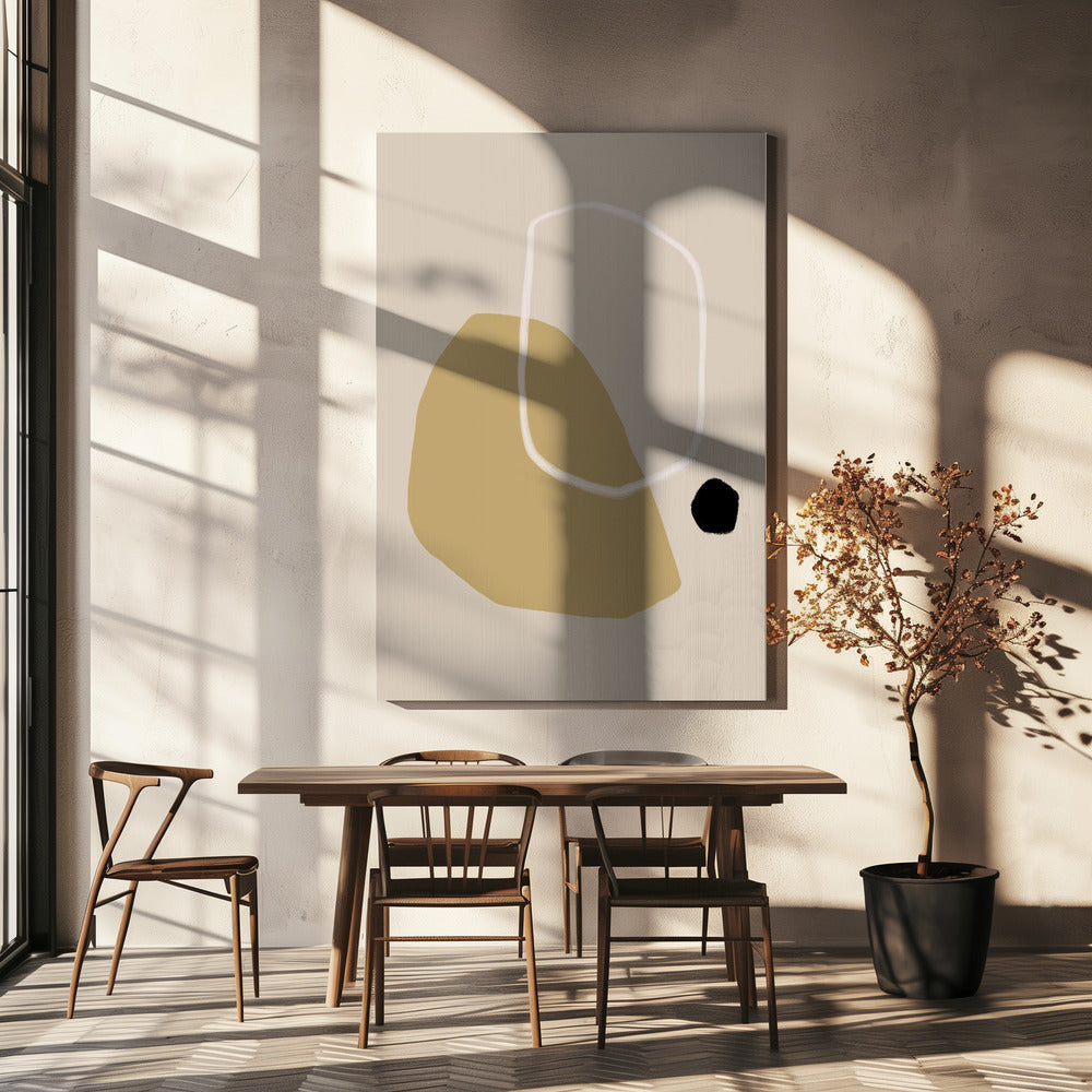 Beige en zwarte geometrische vormen | Canvas
