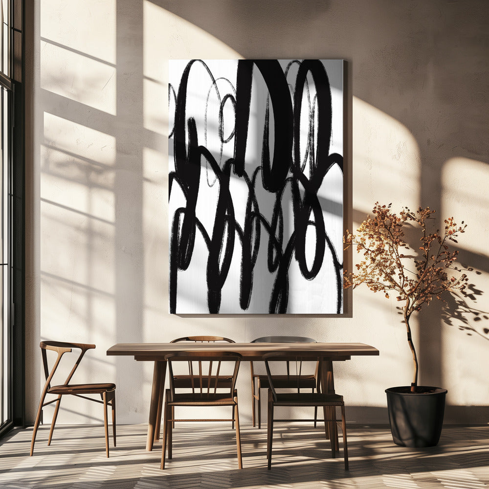 Zwart-witte penseelstreken | Canvas