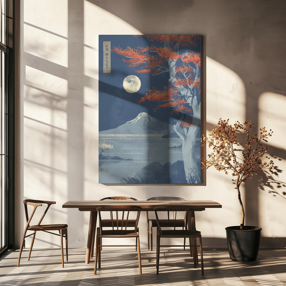 Karmozijnrode bladeren, stille stappen | Canvas