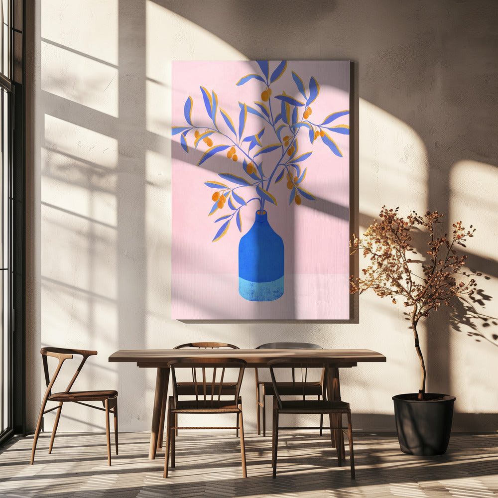 Stilleven met blauwe takken | Canvas