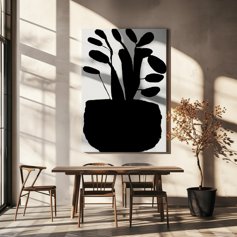 Silhouet van potplant nr. 2 | Canvas