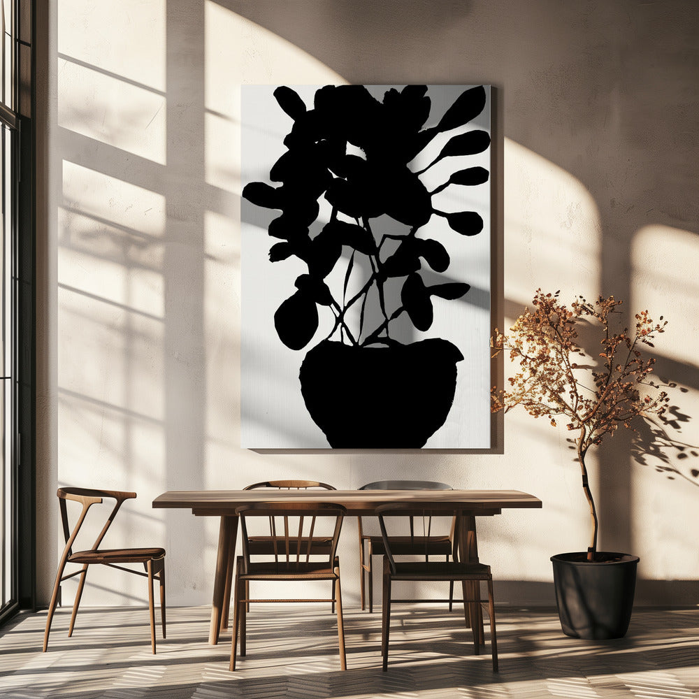 Silhouet van potplant nr. 3 | Canvas