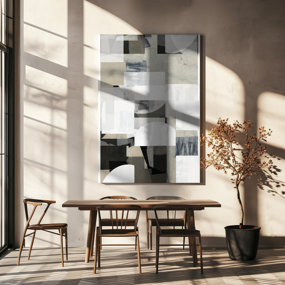 Abstracte Mocha Zwart Wit Compositie Nr. 2 | Canvas