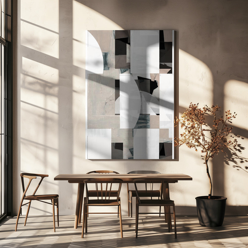 Abstracte Mocha Zwart Wit Compositie Nr. 1 | Canvas