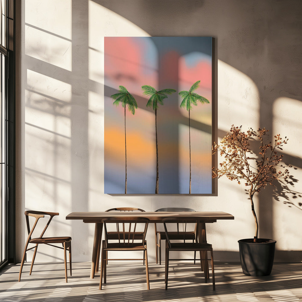 Drie hoge palmbomen | Canvas