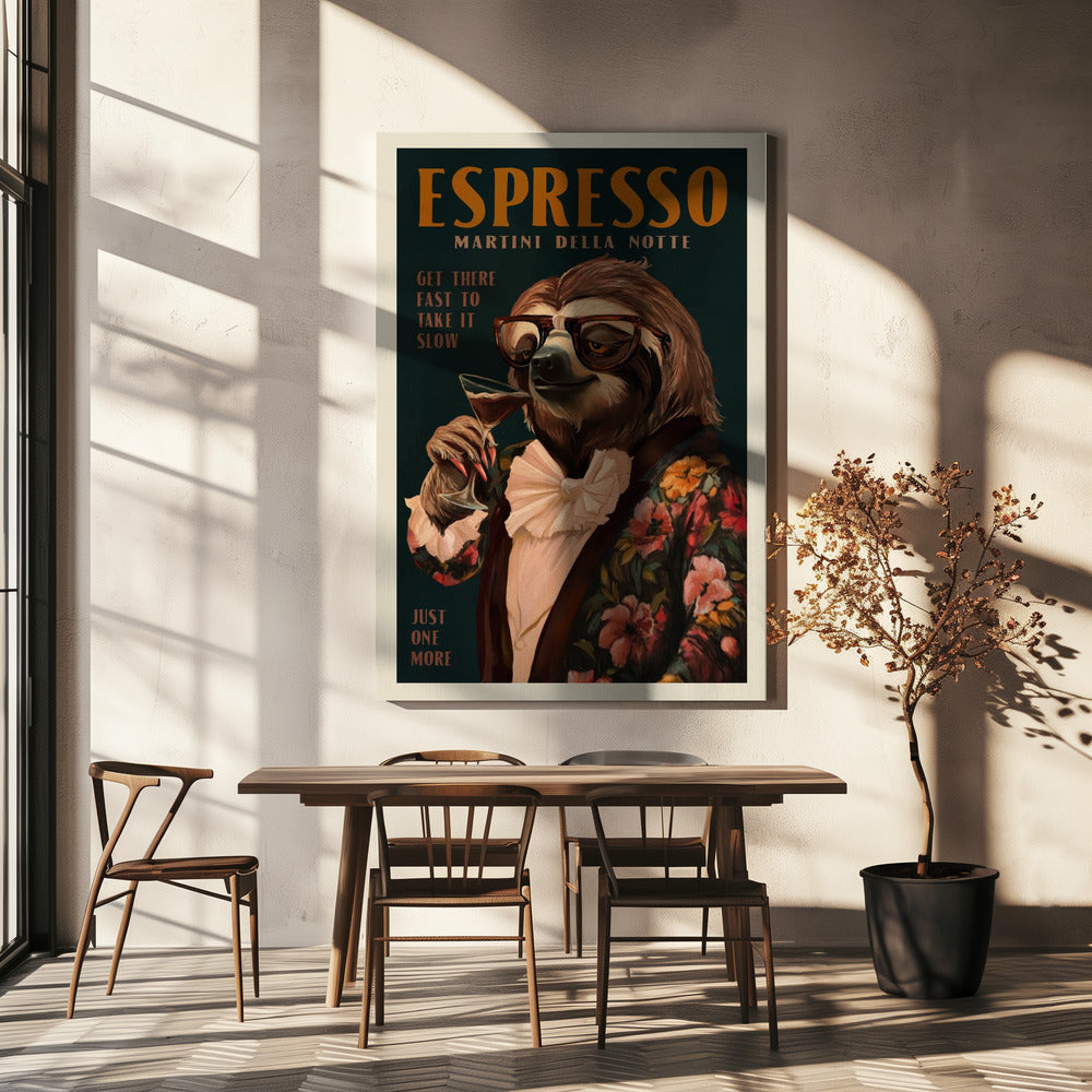 Art Deco Espresso Martini Drinkende Luiaard | Canvas
