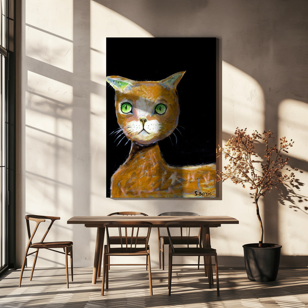 De bruine kat met grote ogen | Canvas