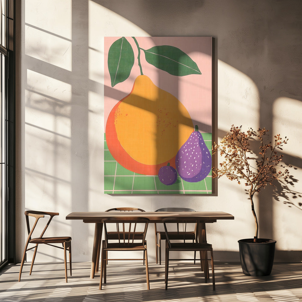 Fruitillustratie Peer en Vijgen | Canvas