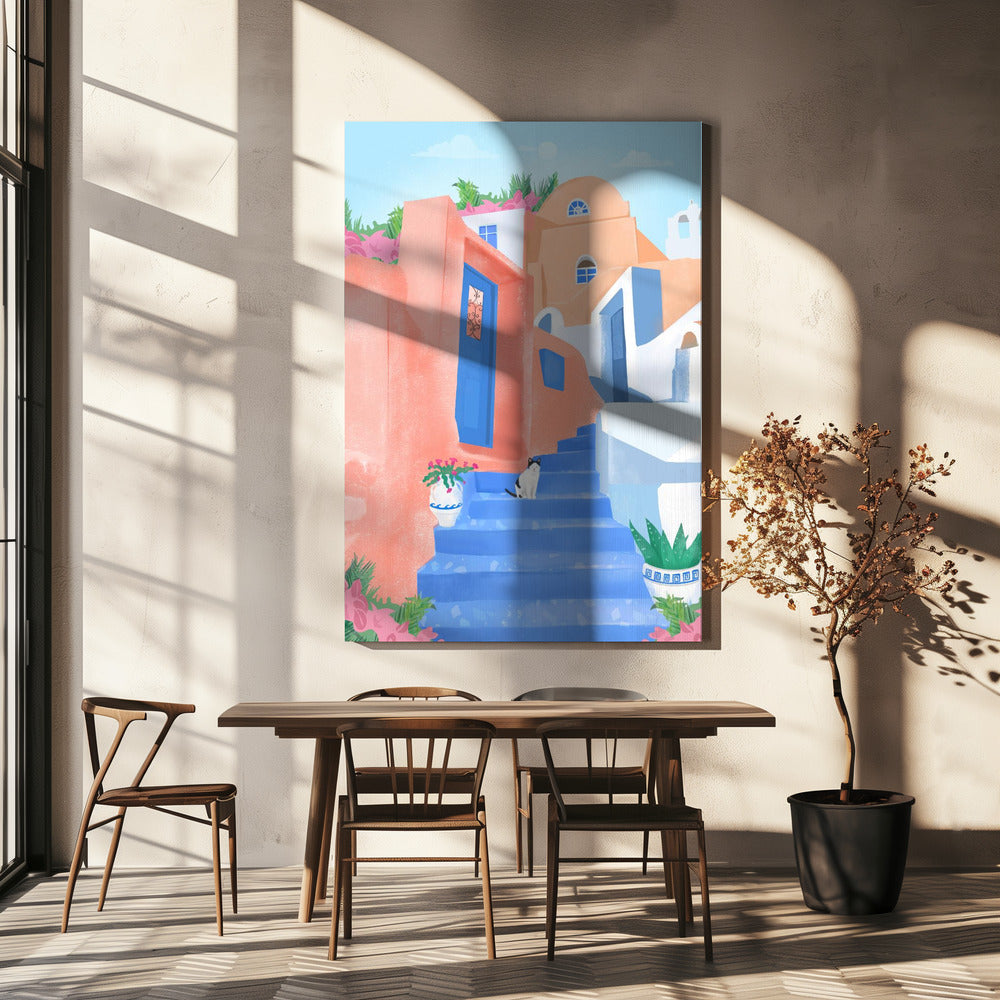 Santorini Straat | Canvas