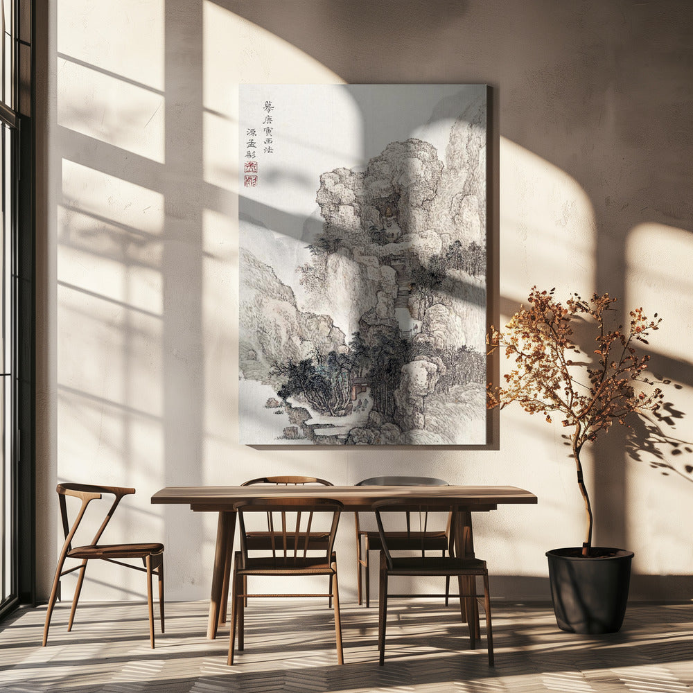 Japans rotslandschap, vintage illustratie | Canvas