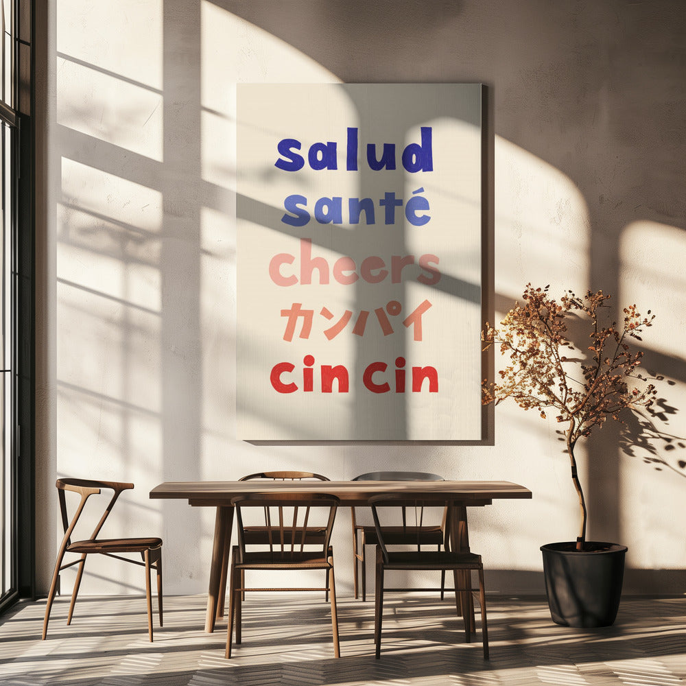 Proost typografie - Salud Santé Proost Kanpai Cin cin | Canvas