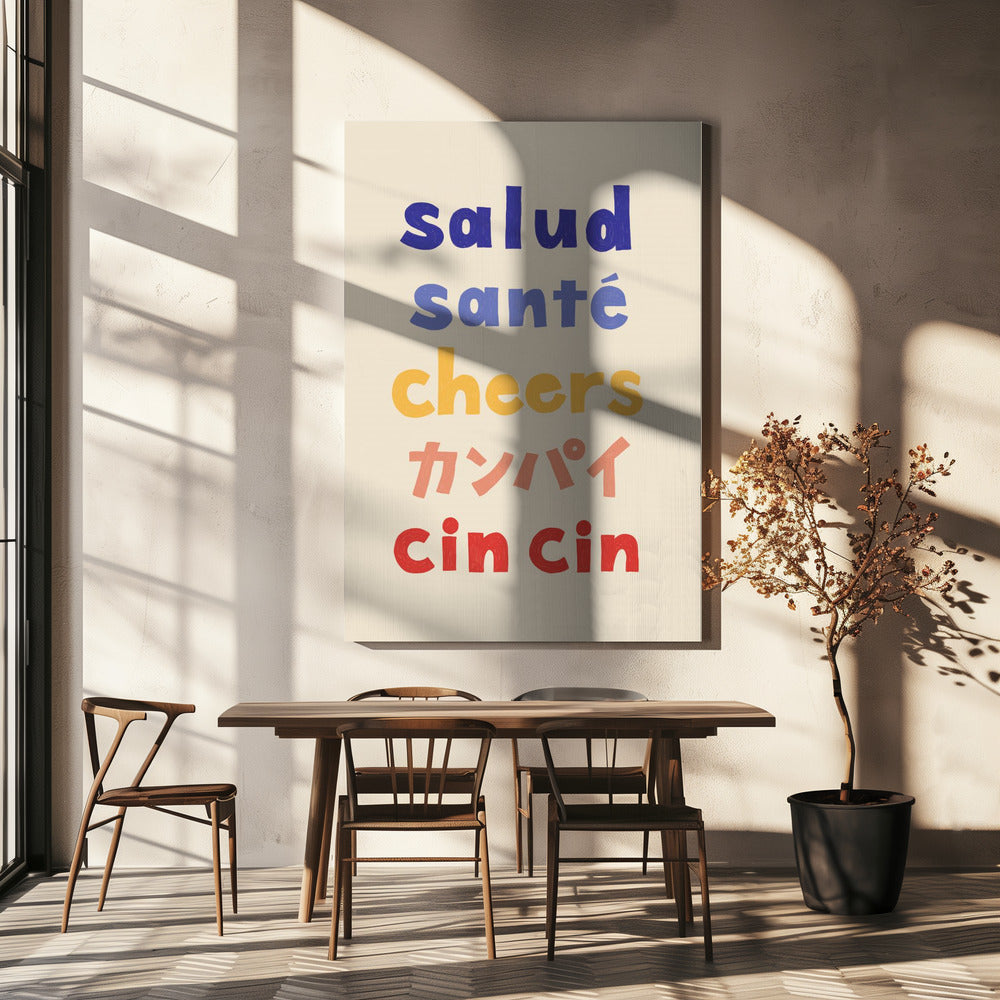 Proost typografie - Salud Santé Proost Kanpai Cin cin | Canvas