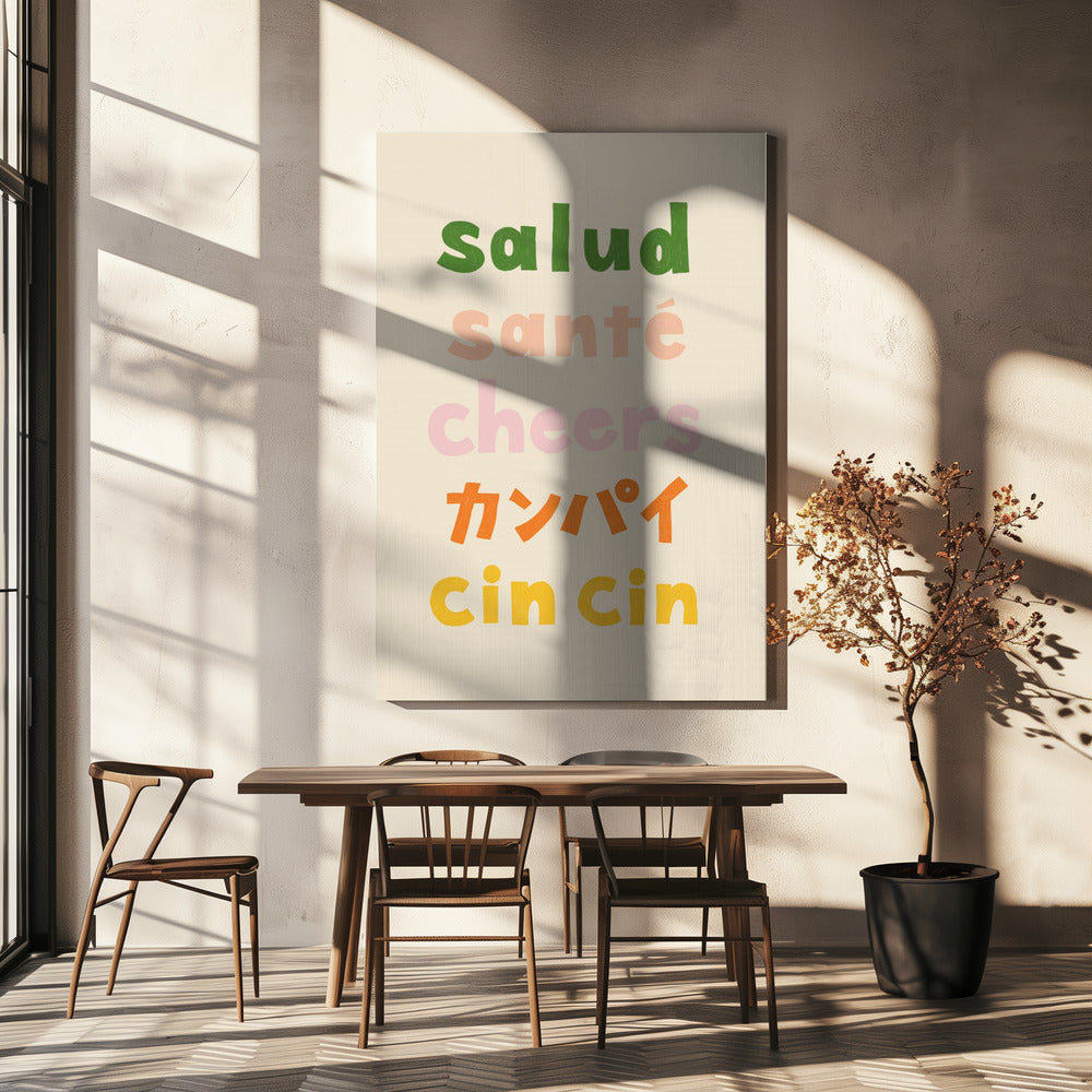 Proost typografie - Salud Santé Proost Kanpai Cin cin | Canvas