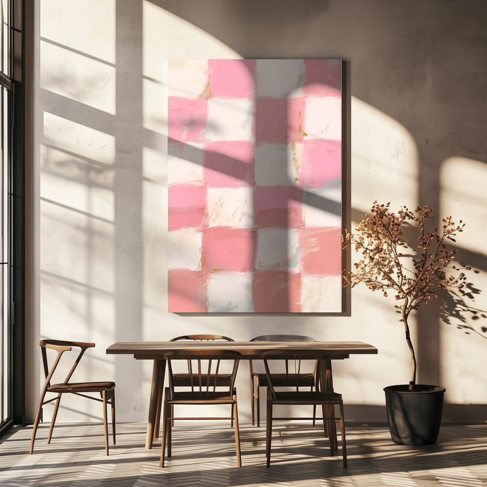 Pastel Geruit Geluk | Canvas