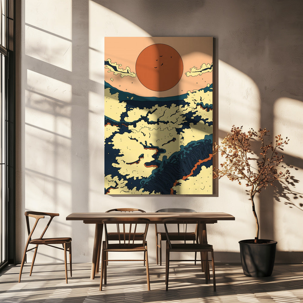 Abstracte Japanse zonsondergang | Canvas