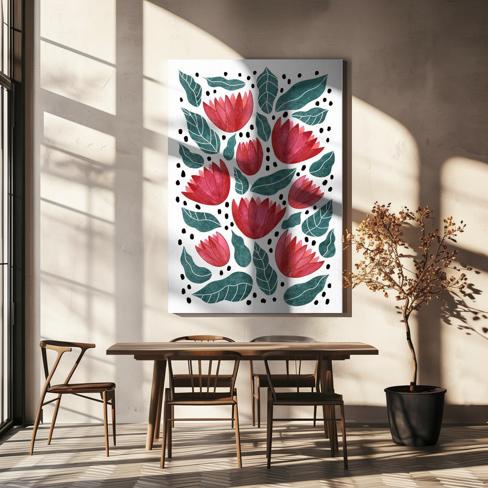 Rode bloemen II | Canvas