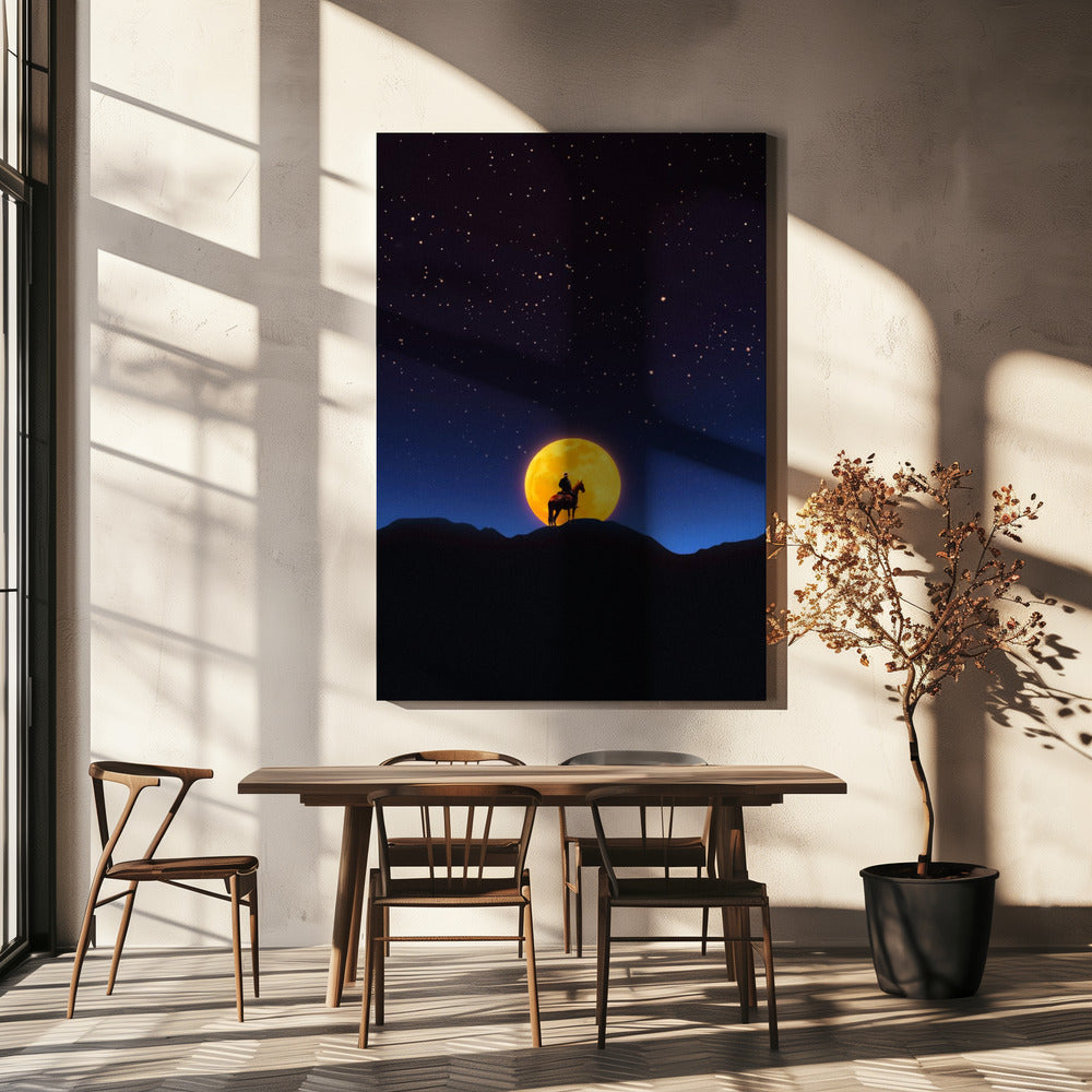 De ruiter en de maan | Canvas