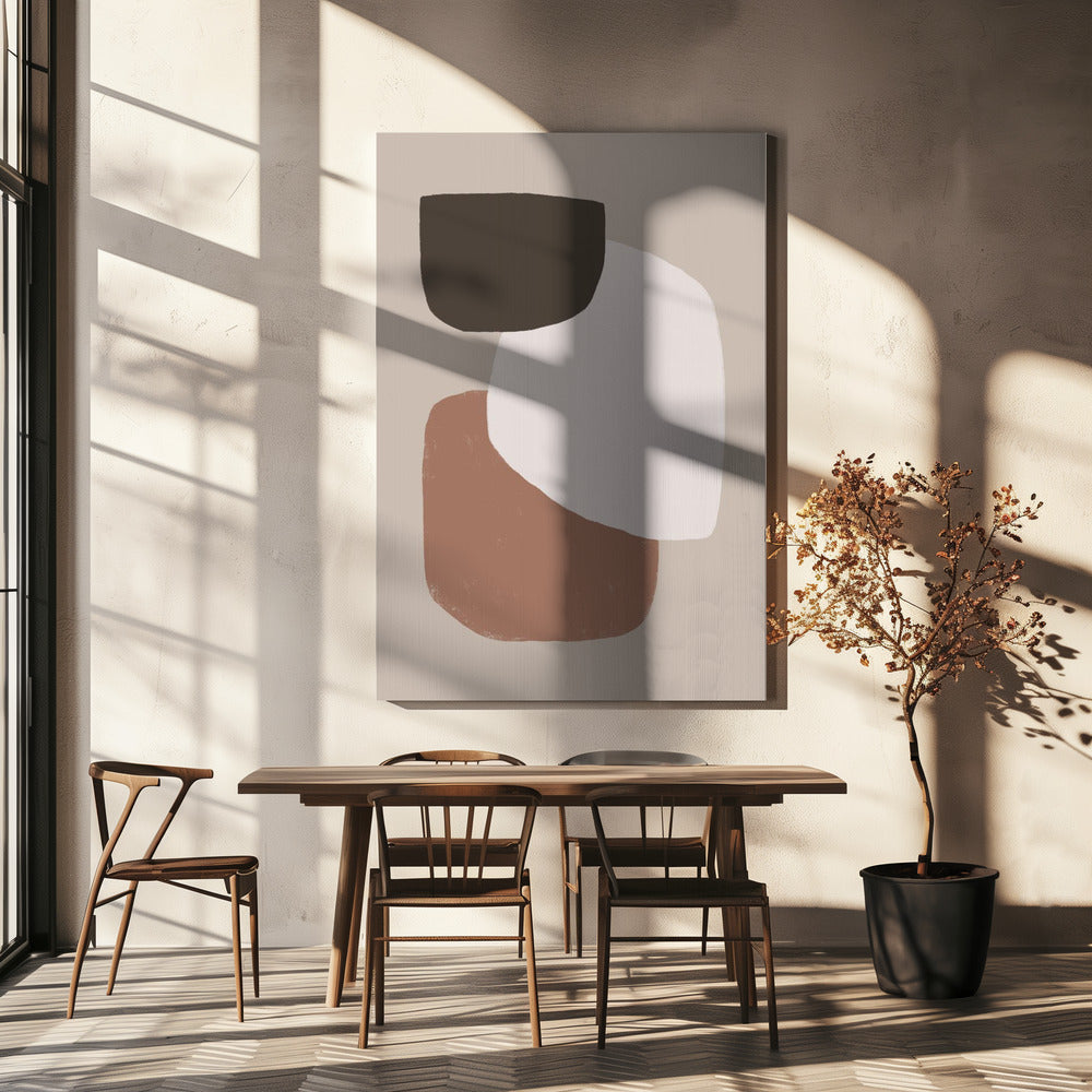 Minimalistische organische vormen in aardse tinten | Canvas