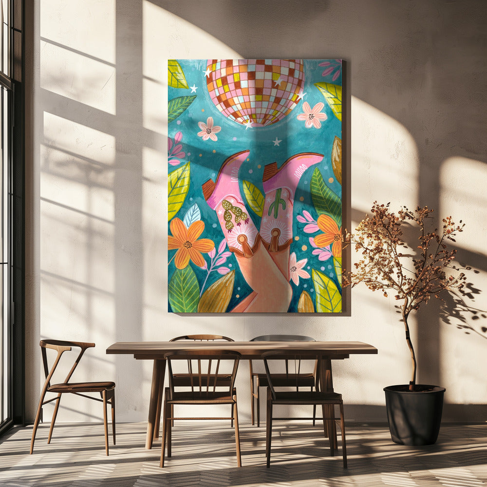 Cowboy boots and disco ball | Canvas