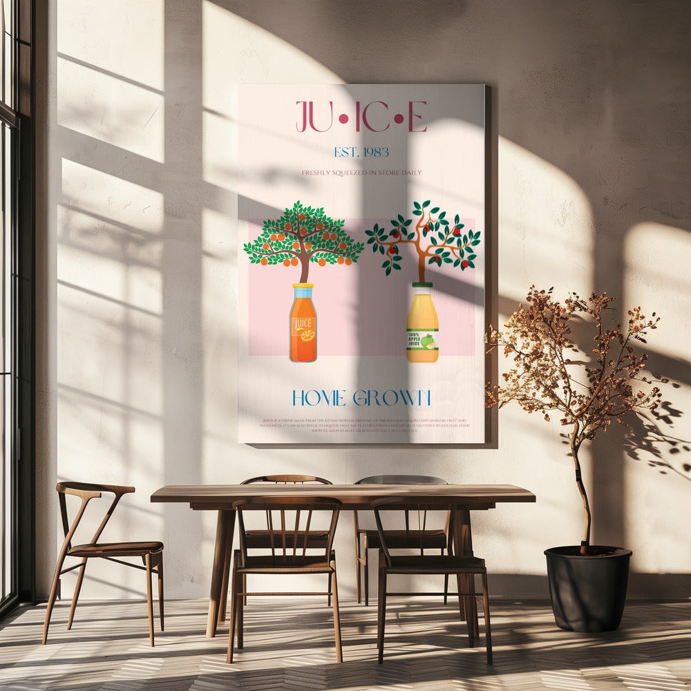 Sinaasappel- en appelbomen met sapflessen | Canvas