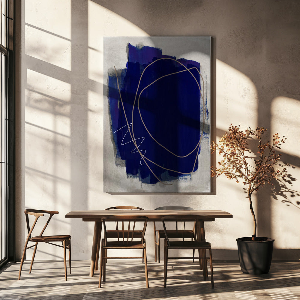 Blauwe Streken 5 | Canvas