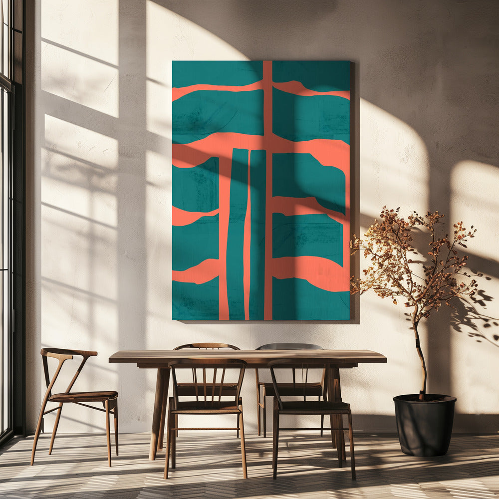 Turquoise & Coral Abstraction 1 | Canvas