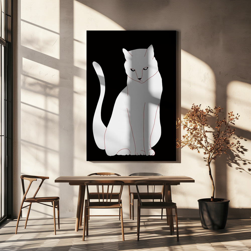 Witte en zwarte kat | Canvas