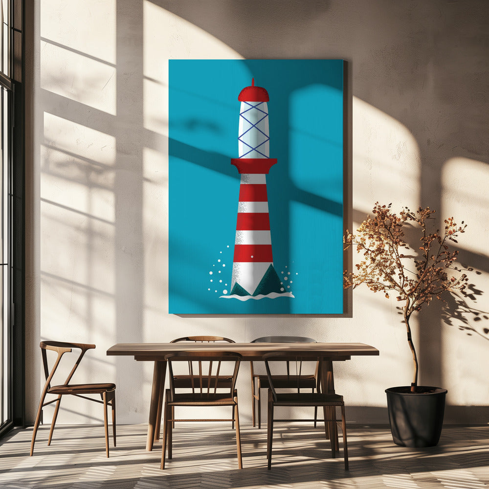 Gestreepte vuurtoren | Canvas