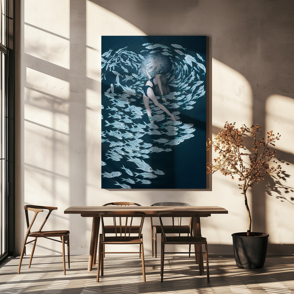Zelfs vissen houden van de zee Kleur | Canvas