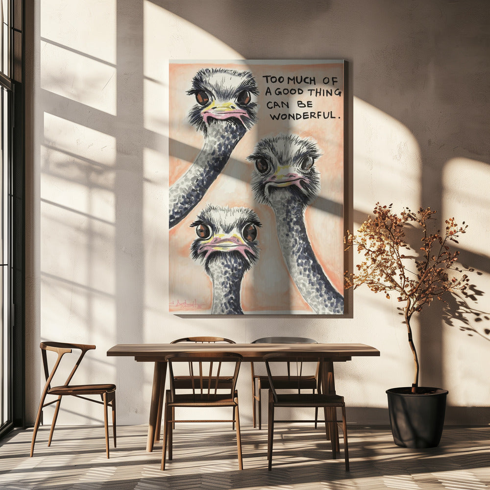 Te veel van het goede Struisvogel | Canvas