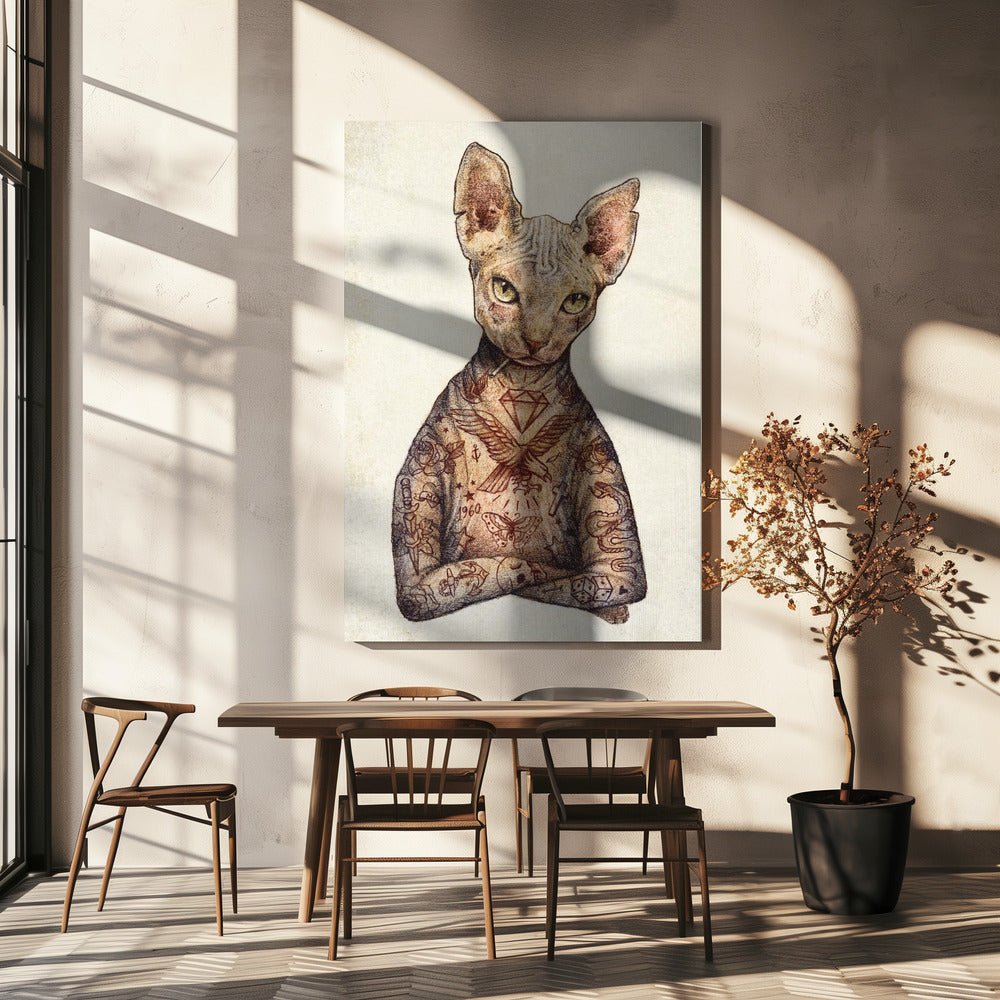 Stijlvolle tatoeage kat | Canvas