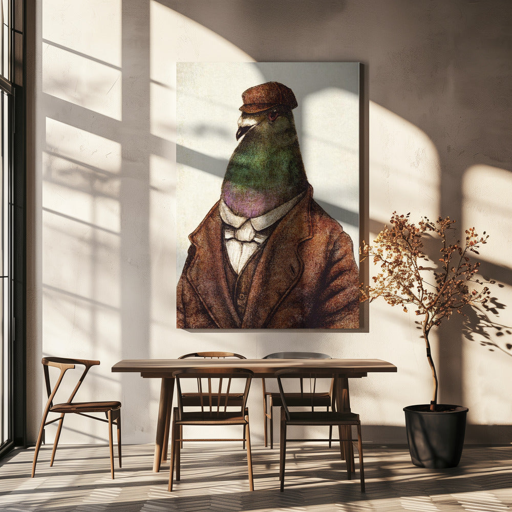 Duif gekleed in vintage kleding | Canvas