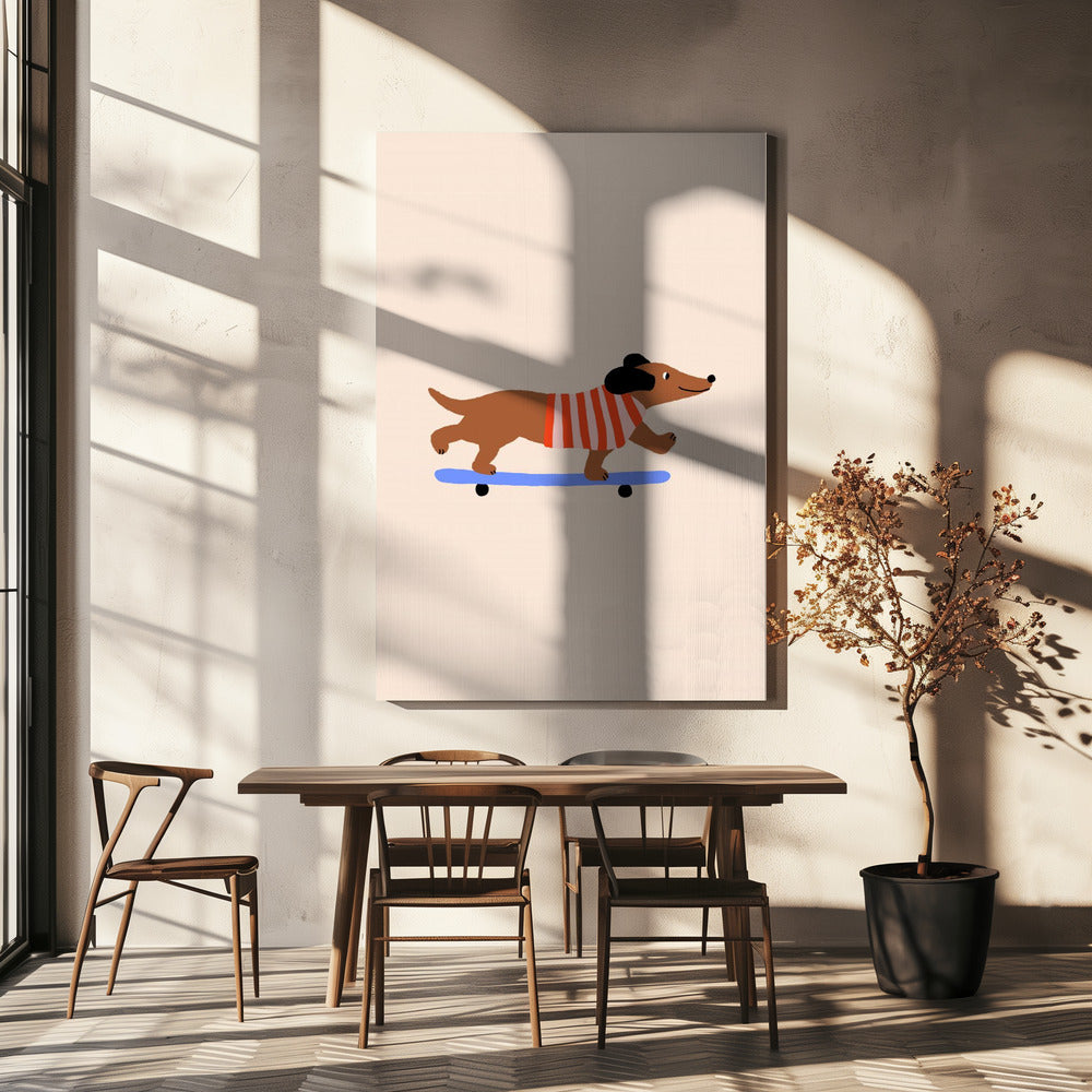 Teckel op skateboard | Canvas