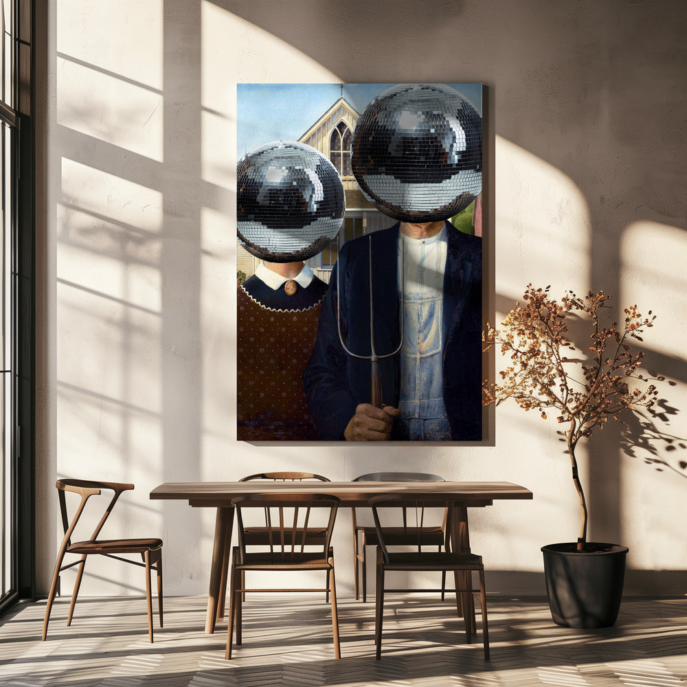 Amerikaanse Gothic met Disco | Canvas