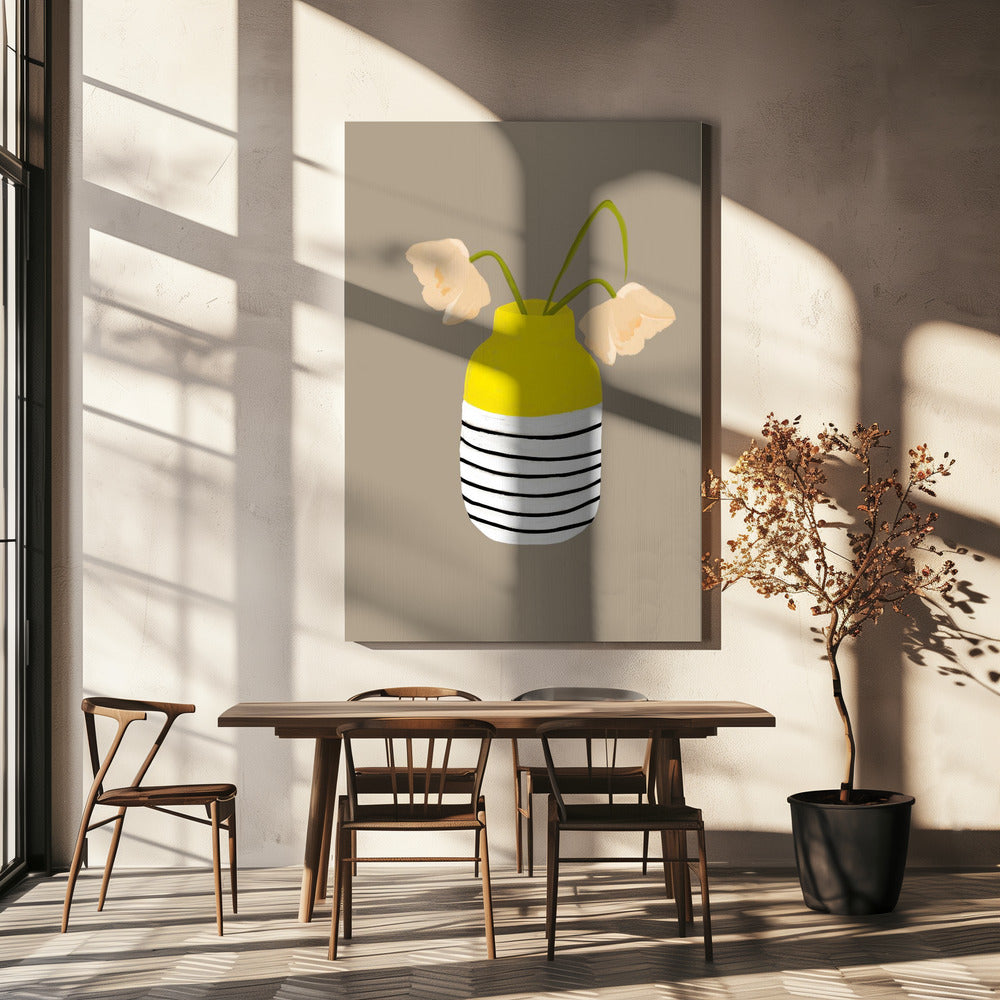 Gestreepte vaasbloemen | Canvas