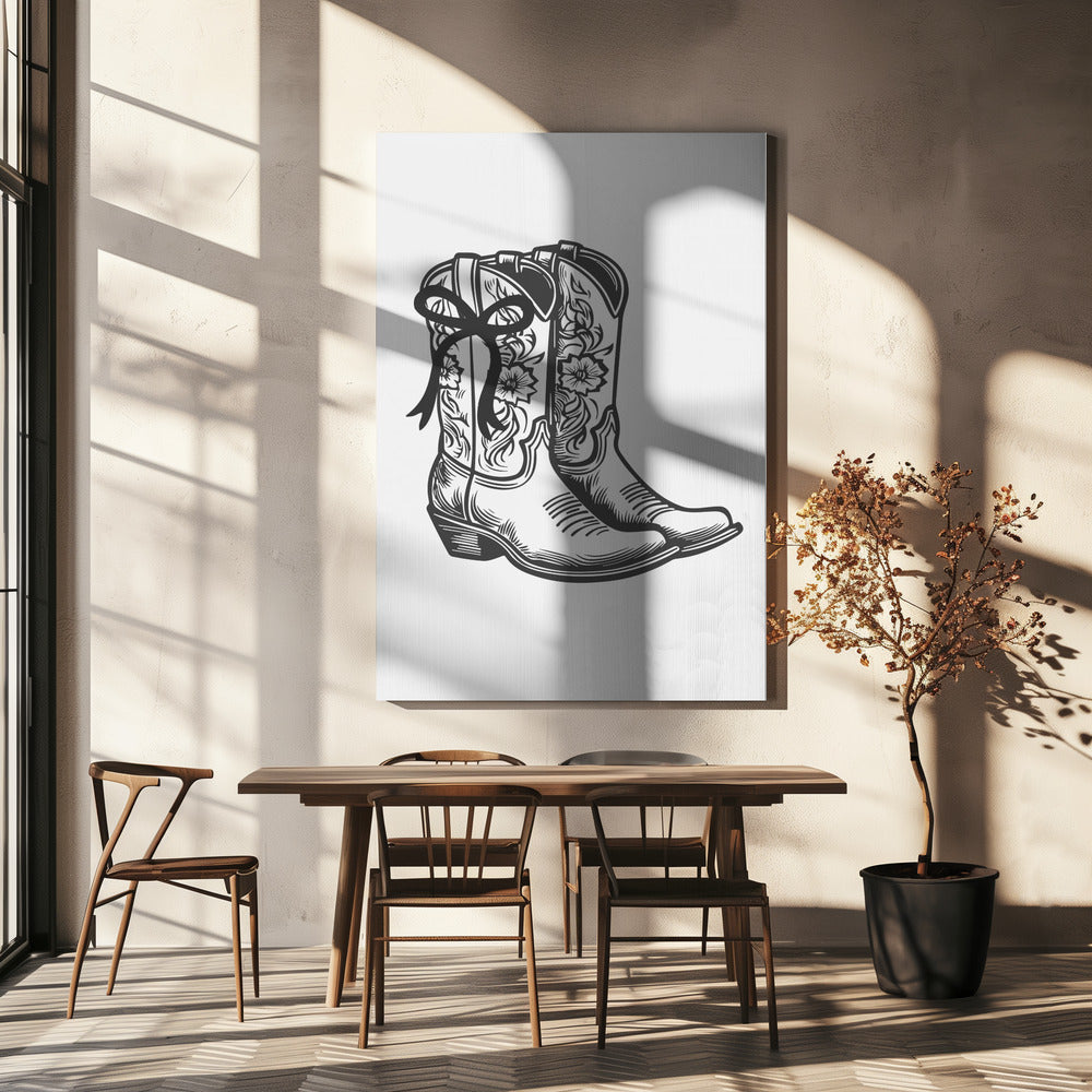 Zwarte cowgirllaarzen met strik | Canvas