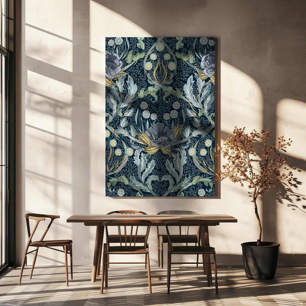 Floral Heritage Morris moonshine blauw patroon | Canvas