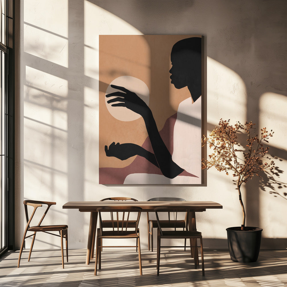 Minimalistisch abstract kunst zonsondergang meisje | Canvas