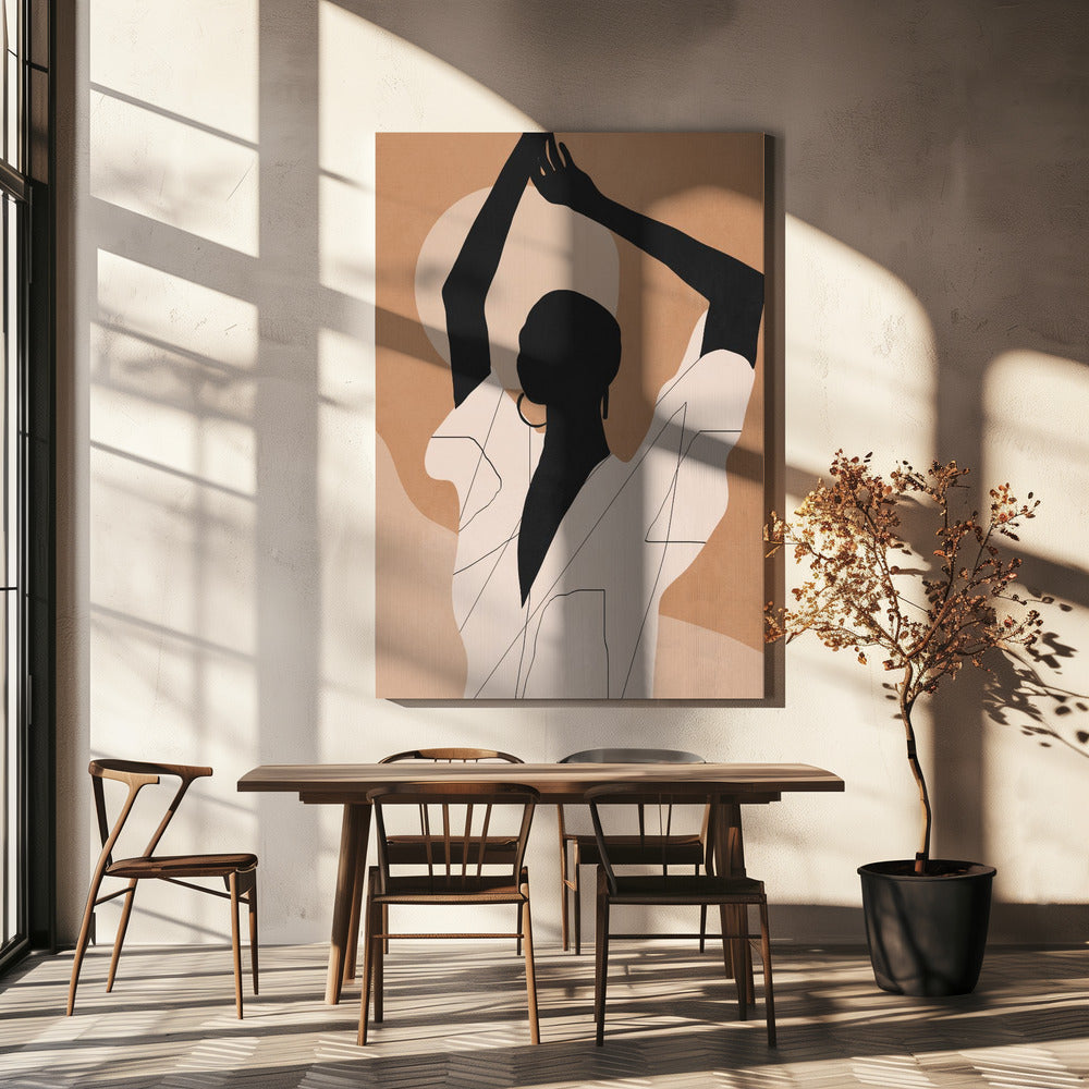 Minimalistisch abstract kunst zonsondergang meisje | Canvas